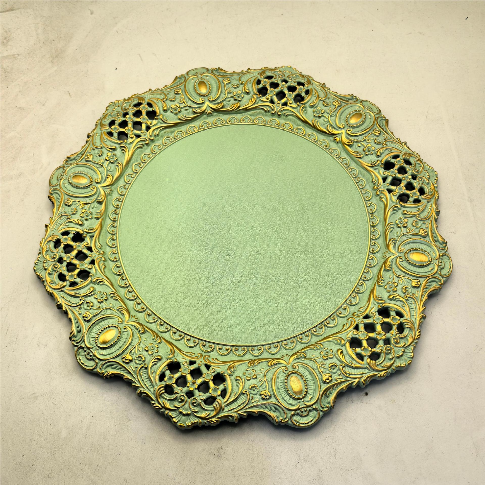 Placas de cargador de estilo retro placas de frutas placas de encaje placas de decoración doméstica sala de estar placas de cojín de comida occidental