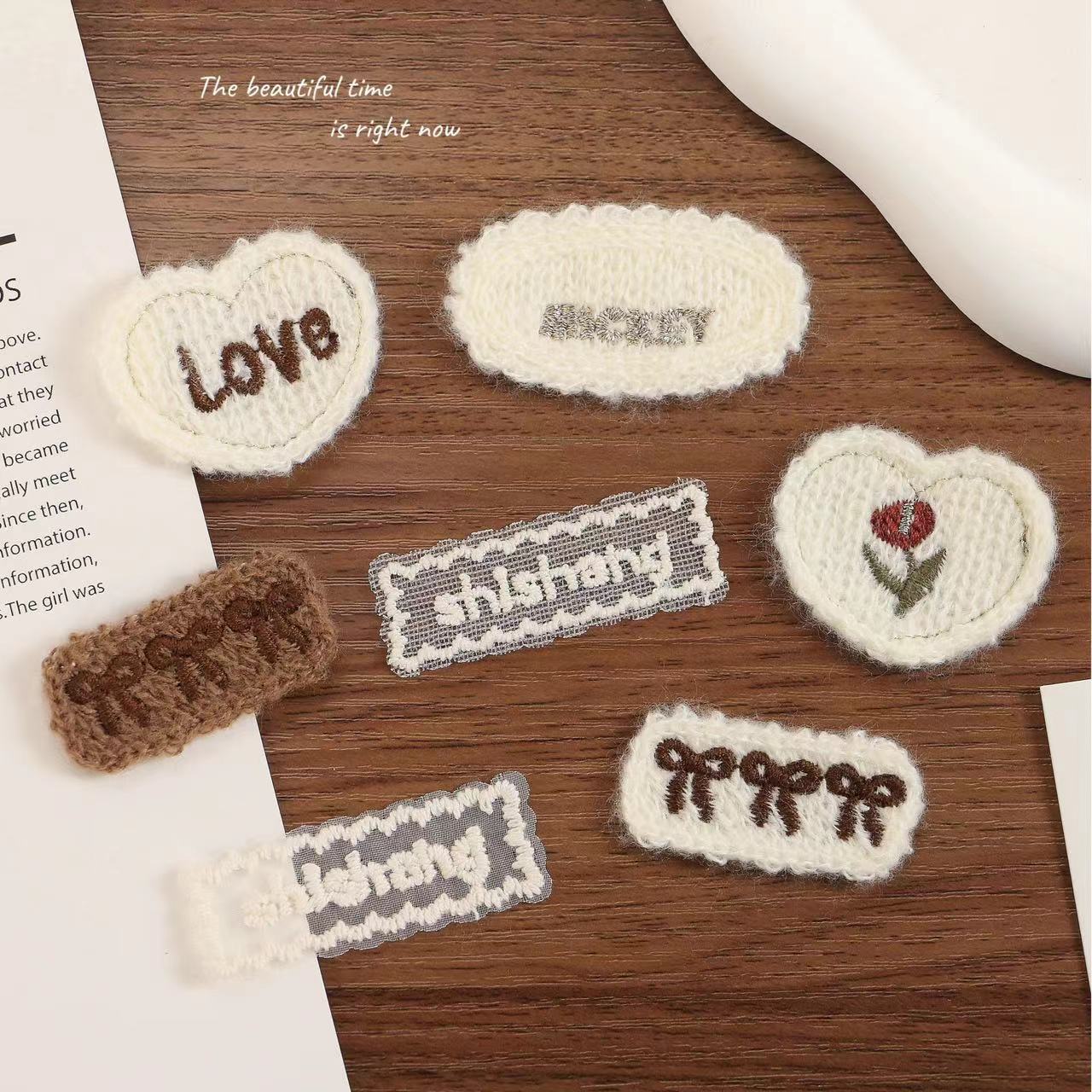 针织毛线爱心郁金香网纱布贴辅料 diy头饰发夹装饰品帽子鞋袜配件