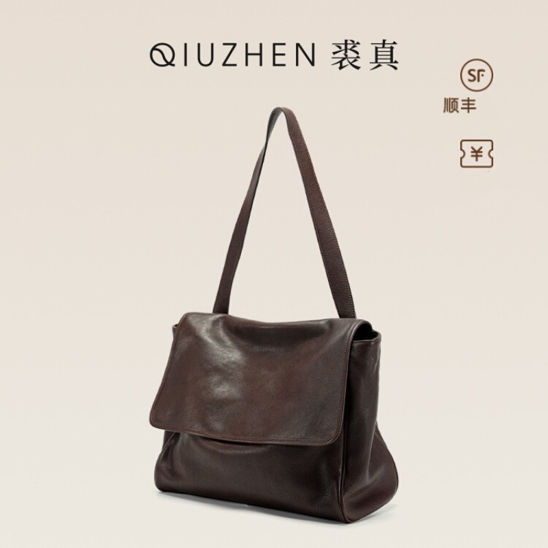 Bolsa de cartero retro de piel blanda de un solo hombro bolsa de cuero de alta capacidad bolsa de cuero de mujer de cercanías