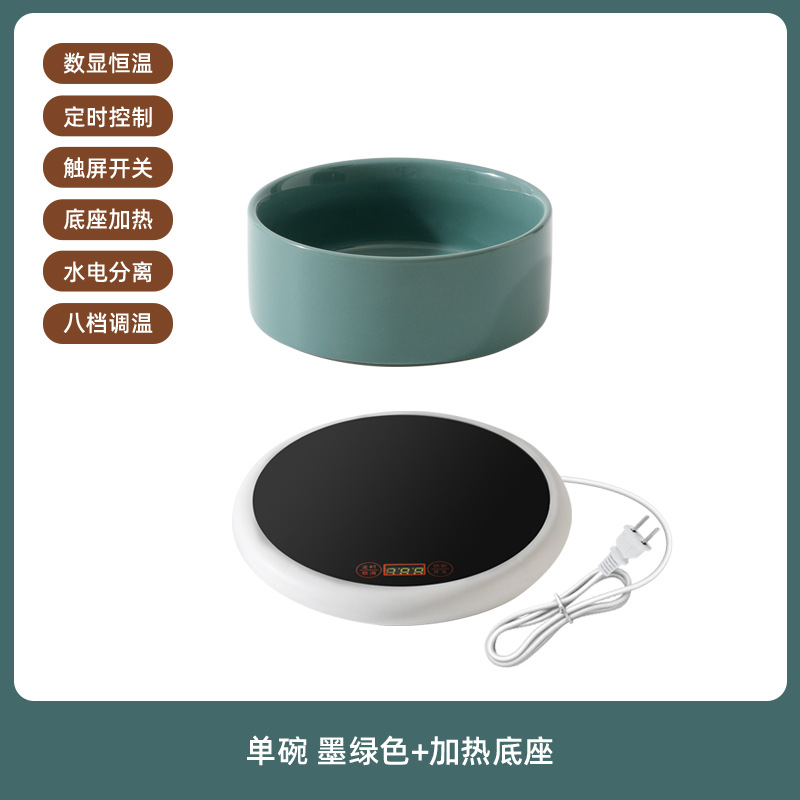 Tazón de agua de cerámica para perros y gatos, recipiente de calentamiento de aislamiento térmico para alimentación de gatos, recipiente de agua de invierno para bebidas