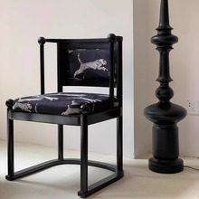 中古实木餐椅设计师款豹豹椅复古轻奢丹麦椅子法式家用靠背休闲椅