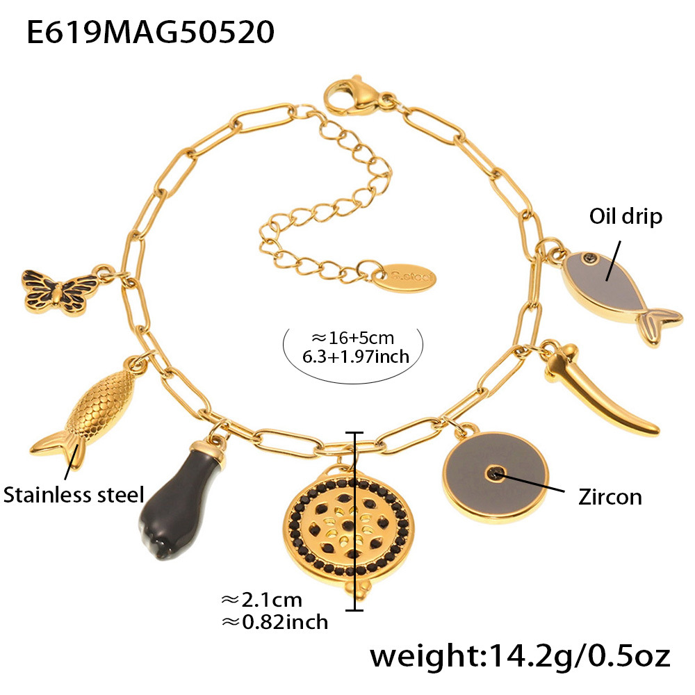 E619-브라운 에나멜 팔찌 16+5cm