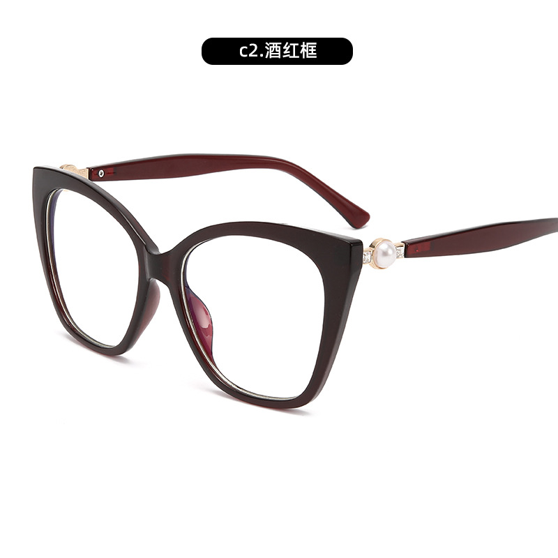 Gafas anti-luz azul de alta gama de estilo europeo y americano, marco de ojo de gato, lente de moda pequeña burguesía, marco de gafas de montura grande, transmisión en vivo