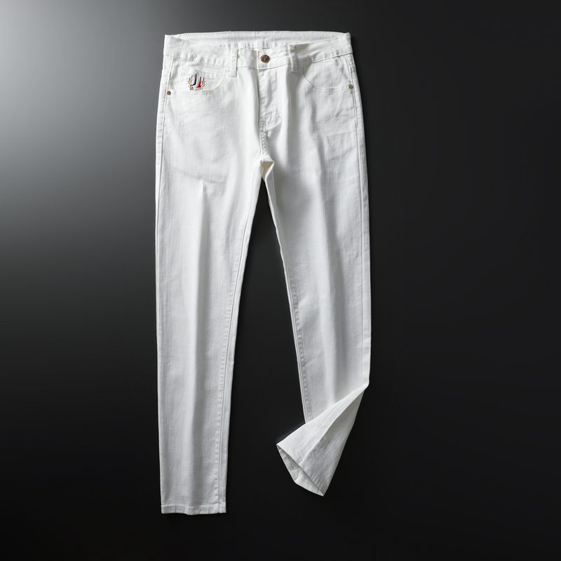 Men's High Quality Non fading and Non pilling Elastic Silk Cotton Jeans Men's Autumn Comfortable Slim Fit Small Feet_voghion.com