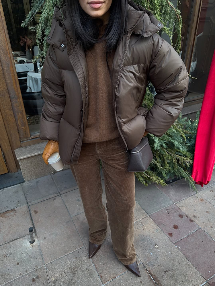 Moda de color sólido con sombrero de manga larga ropa de algodón casual de aire caliente ropa de pan de otoño y invierno 2026 nuevo estilo transfronterizo de Europa y América