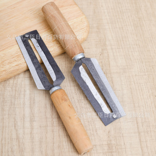 Small Carbon Steel Sugar Cane Knife, Old-Fashioned Sugar Cane Peeling Knife, Stainless Steel Wooden Handle Peeling Knife, Kitchen Peeler