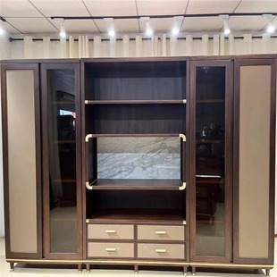 Designer New Chinese Style Whole House Solid Wood Wardrobe Ebony Wood Factory Direct Sales Full Wall Cabinet Villa Log Quantity