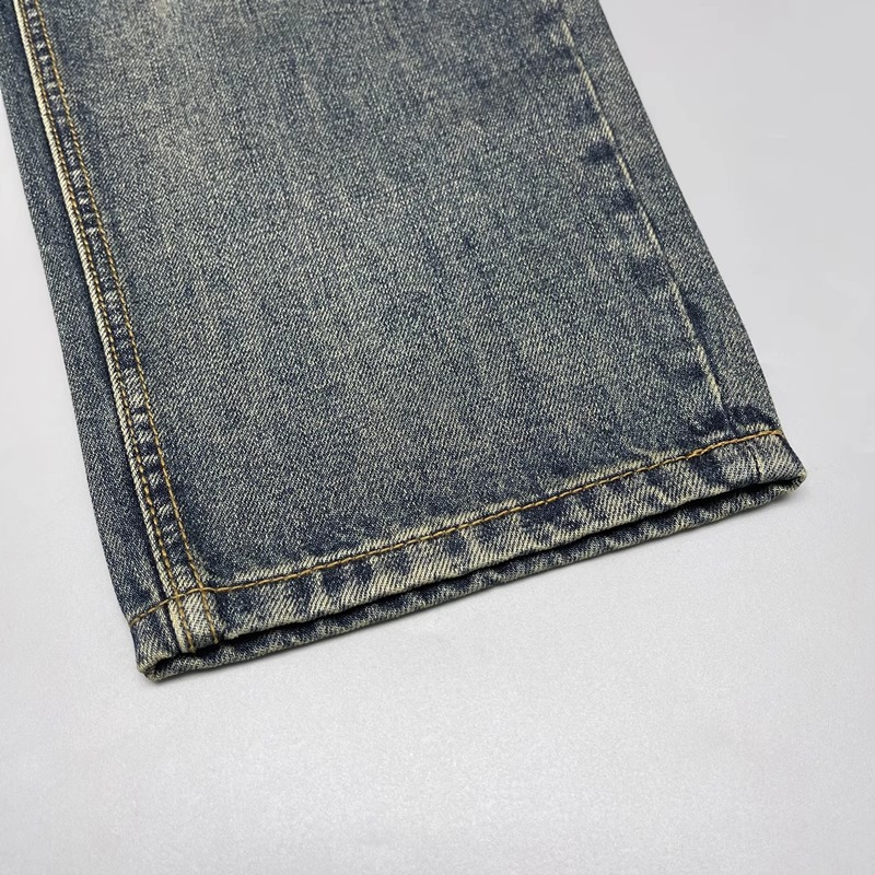 Men's Summer American Retro Loose Straight Leg Jeans Ripped Patches And Patchwork Versatile Long Pants_mkmklike.com
