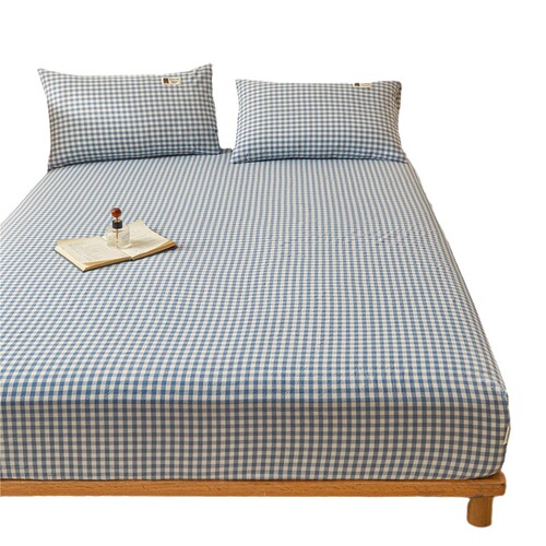 Japanese-style pure cotton fitted sheet, simple yarn-dyed washed cotton type A fitted sheet, cotton bed cover, Simmons protective cover wholesale