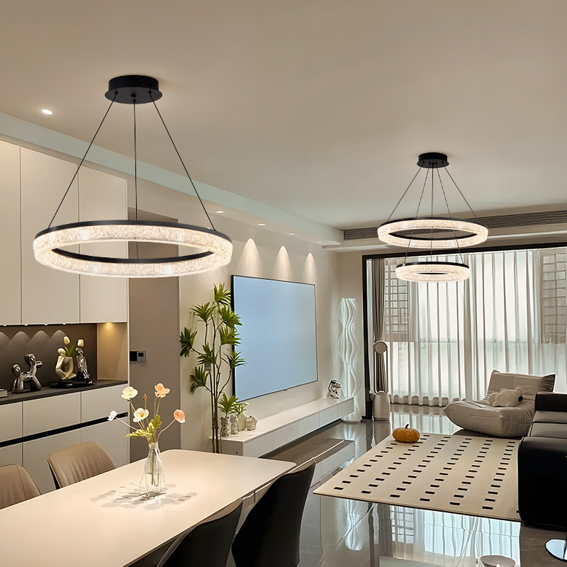 2026 nuevo estilo italiano minimalista creativo personalidad hielo ligero lujoso anillo de la sala de estar lámpara del dormitorio del comedor L686