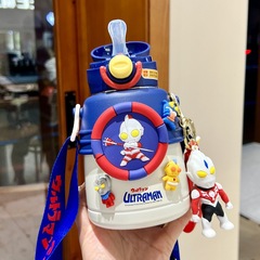 奧特曼兒童保溫水杯男孩寶寶水壺上學專用吸管杯子防摔316食品級