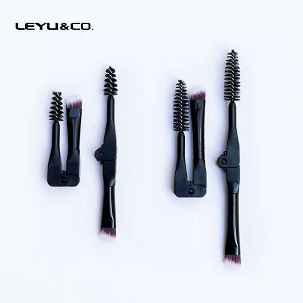 Double-headed folding eyebrow brush eyelash brush dual-purpose multifunctional blade bevel flat head portable makeup brush beauty tools
