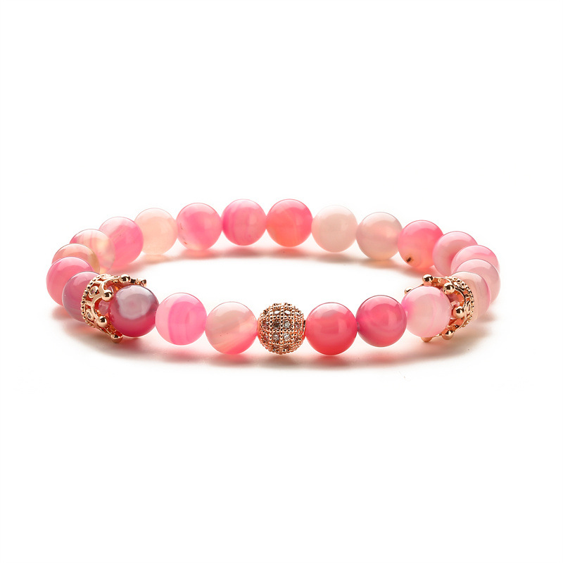 Cruz-frontera deseo caliente venta cobre micro-incrustaciones pulsera de oro rosa al por mayor cristal Rosa Fenghua Moonstone joyería pulsera
