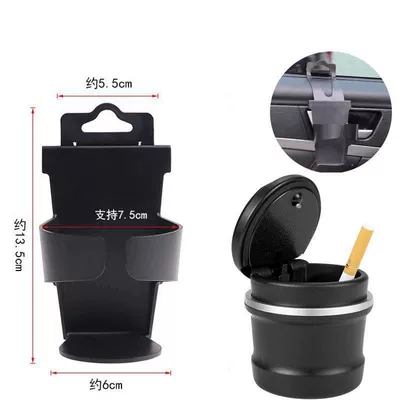 with Led Night Light — Car ashtray - door-side-rack-2-in-1-black-ashtray-with-light