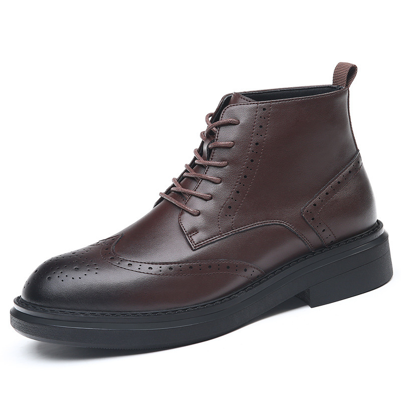 2024 invierno nuevo fondo grueso de lana 6 agujeros estilo británico tendencia Martin botas calentadas botas cortas botas de cuero para hombres