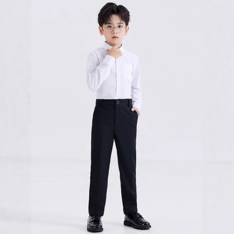 Popular Boys' White Shirt Children's Long-Sleeve White Shirt Suit Black Pants Choir Outfit Suit Set Popular Boys' White Shirt Children's Long-Sleeve White Shirt Suit Black Pants Choir Outfit Suit Set