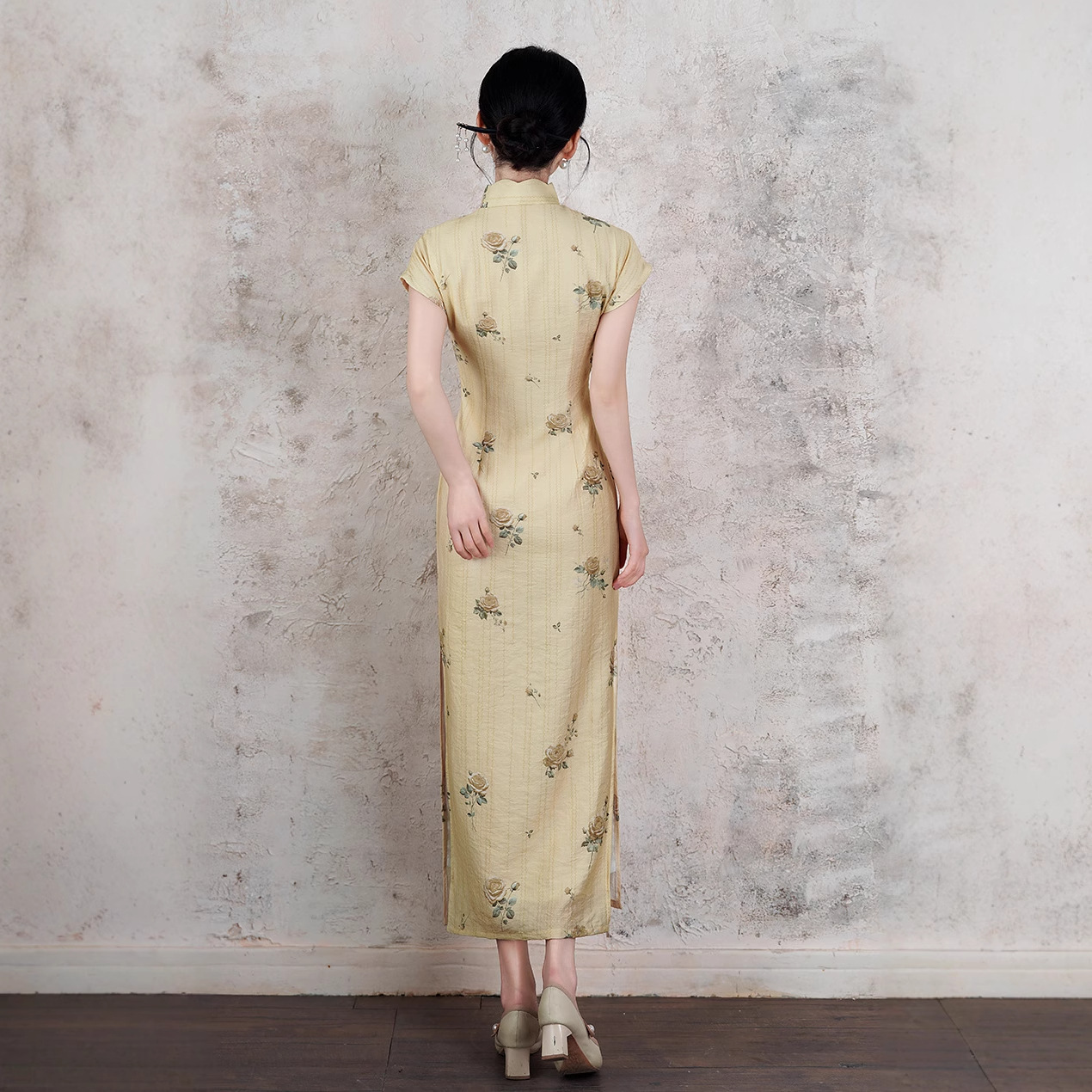Fashionable summer bamboo cheongsam with zipper