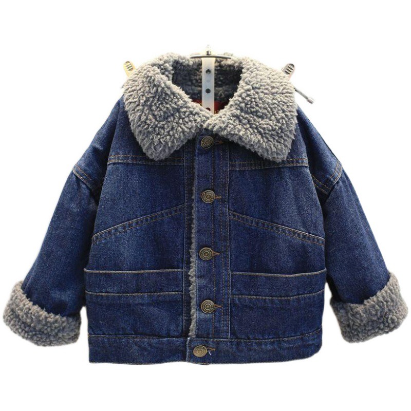 Kids Clothing plus velvet thick winter girls warm jacket children's clothing lambskin top_voghion.com