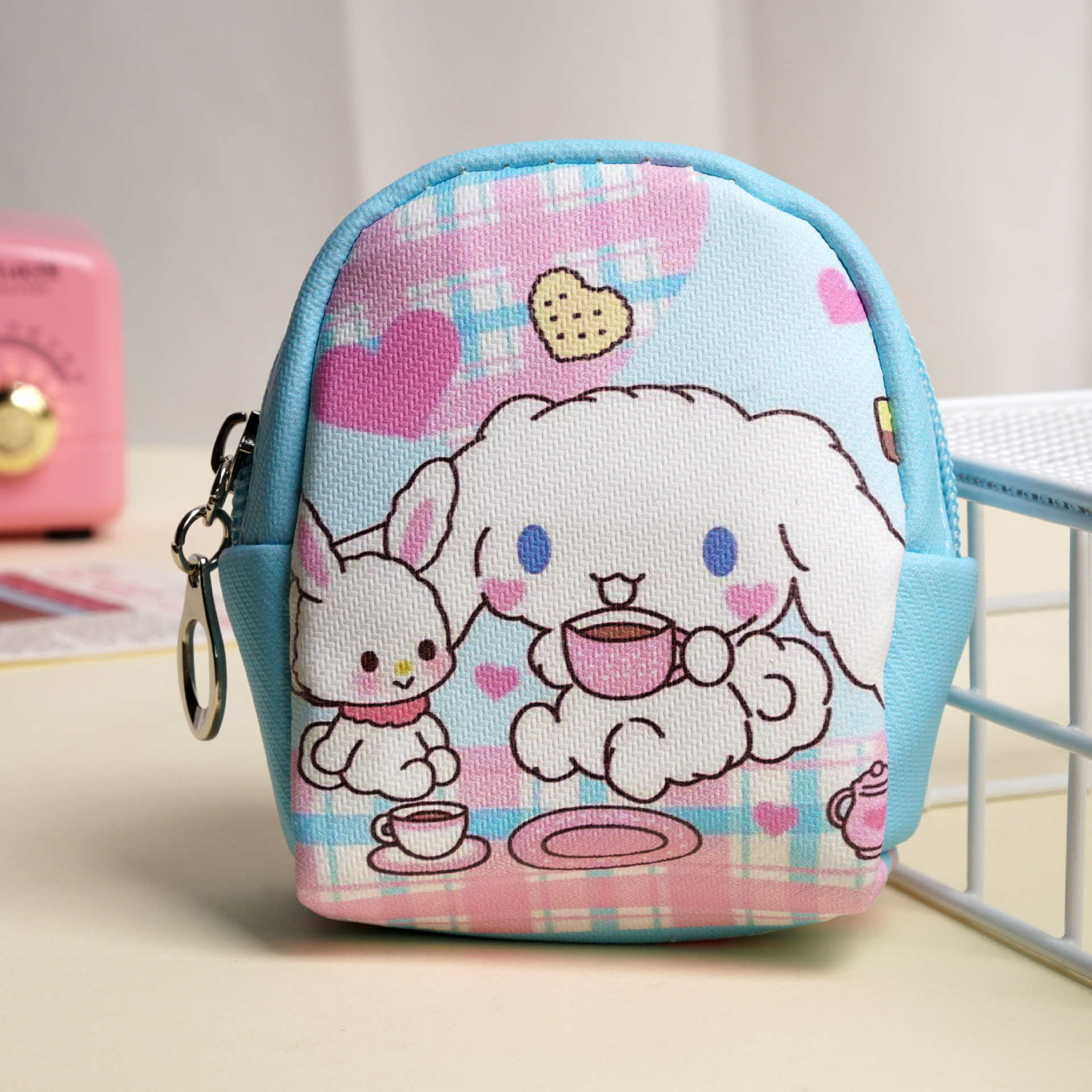 Monedero Mini Animado de Cuero PU Impermeable para Almacenamiento Doméstico