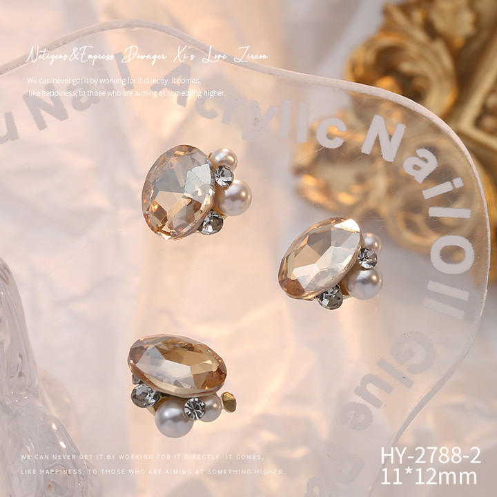 Celebridad en línea Maillard joyería de uñas de cristal pila diamante producto terminado flash torcido corazón grasa cuadrado hecho a mano perla joyería de uñas