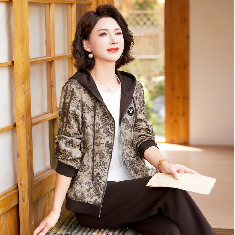 大码妈妈运动套装时尚中老年人衣服宽松休闲两件套秋40-60岁女装|undefined