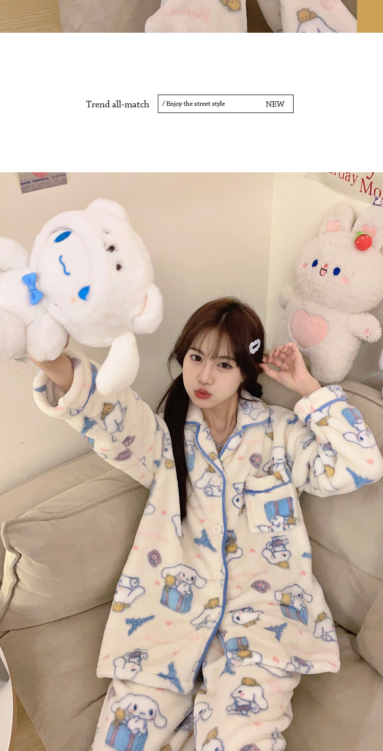 Cinnamoroll Sleepwear Winter Thickened Pajamas Pajama Pants Set