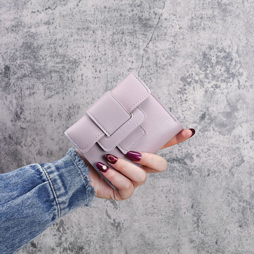 Simple wallet for women, girly heart folding short coin purse, fashionable mini student cute card holder, dual purpose wallet
