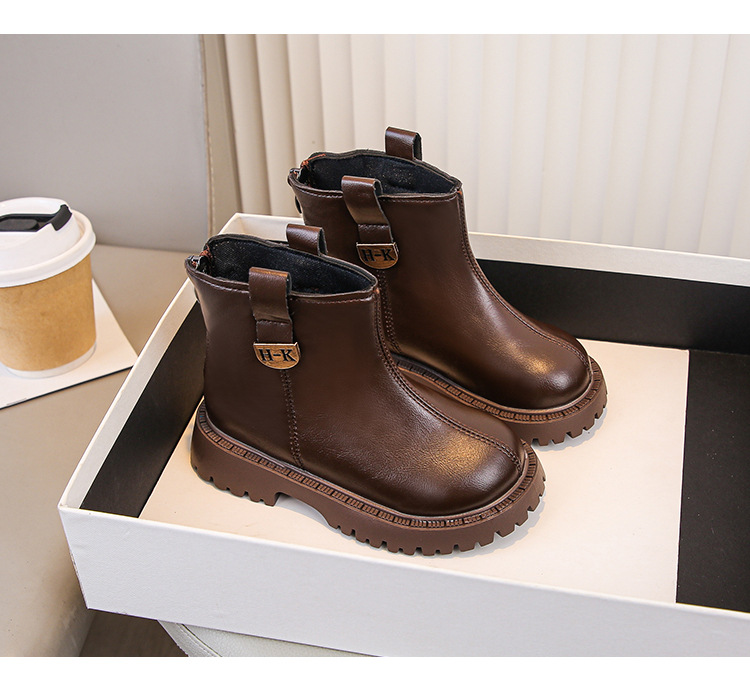 Mädchen Martin Boots - Schwarze Lederstiefel Für Kinder_voghion.com