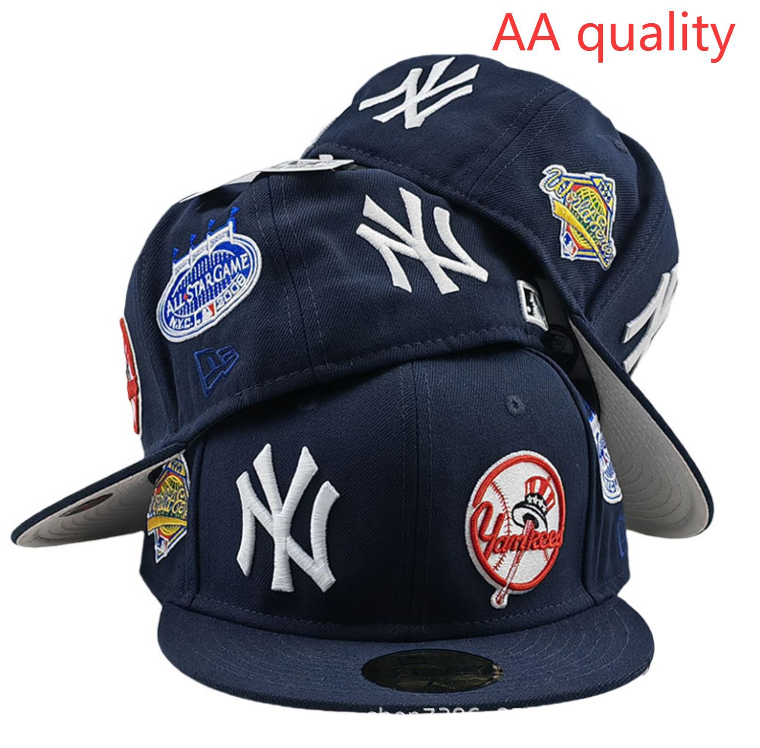 2025 nueva venta caliente exportación transfronteriza MLB gorra de béisbol AA patrón ala plana tamaño de moda sombrero de ala plana