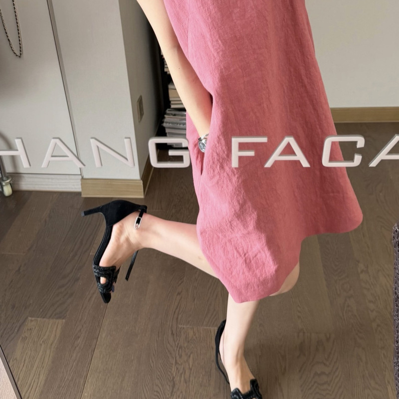 Solid Color Linen Summer New Dress for Women, Round Neck, Sleeveless, Short Style, Lazy Style A-Line Dress Solid Color Linen Summer New Dress for Women, Round Neck, Sleeveless, Short Style, Lazy Style A-Line Dress