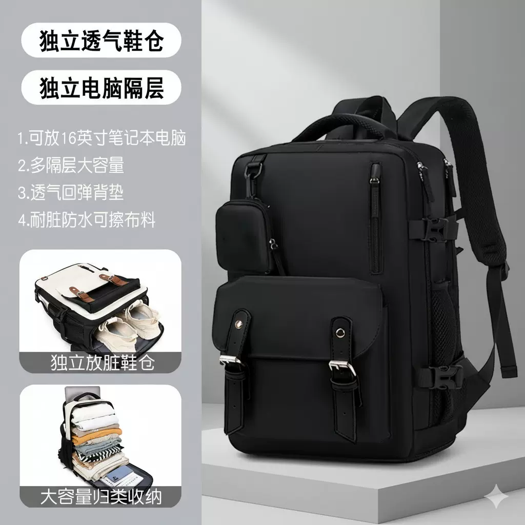 2025新款ins休闲背包高中大学男女通用多功能书包旅游电脑双肩包