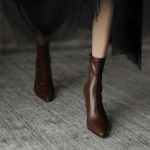 网红瘦瘦靴尖头短靴子女2025秋季袜靴ins潮性感细跟高跟鞋弹力靴