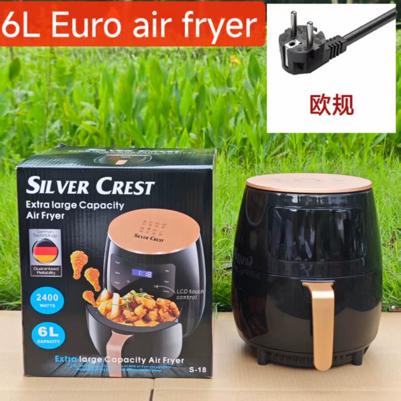 Air fryer (SILVERCREST) 8 L, see-through window, fully automatic multi-function electric fryer