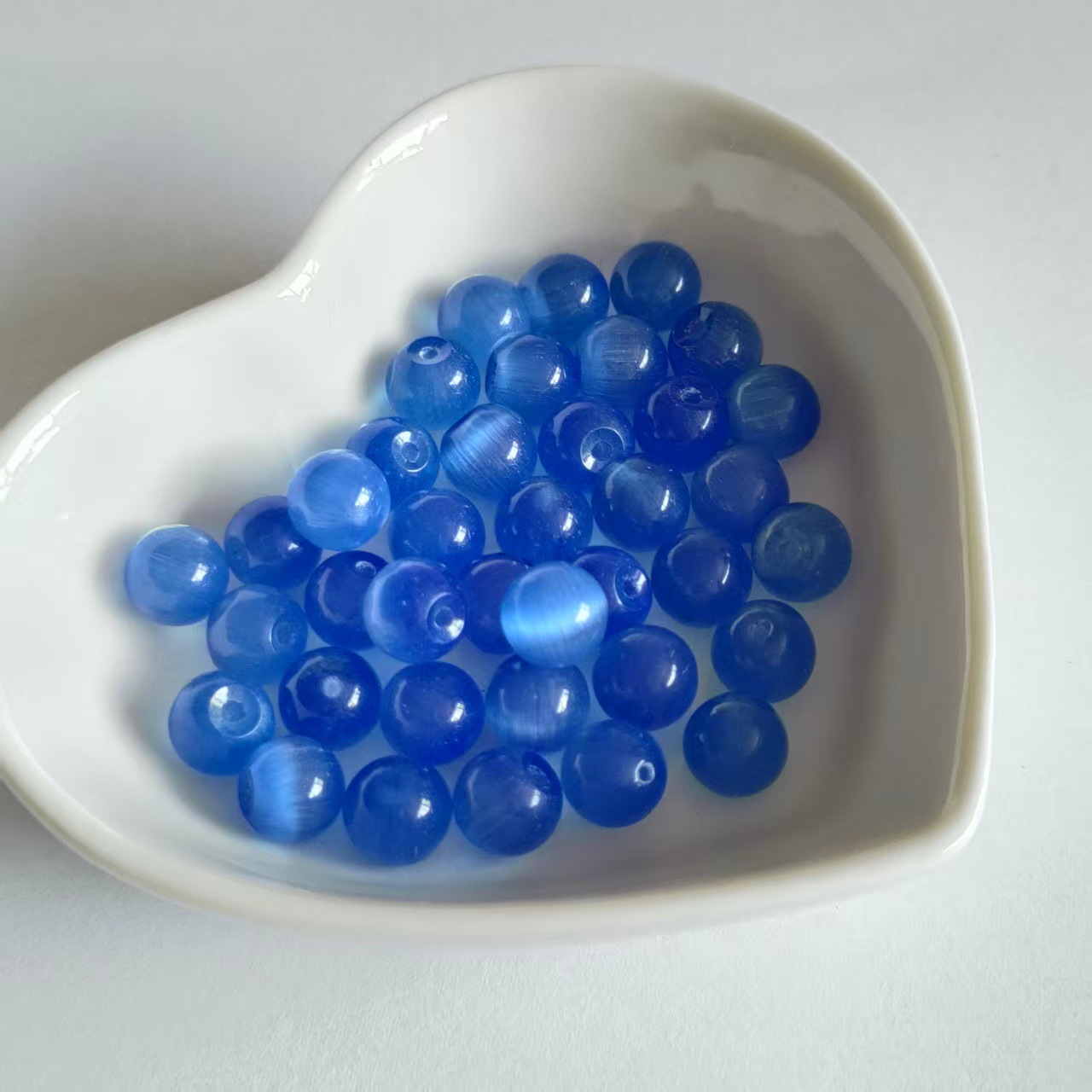 Cuentas redondas de cristal natural no porosas y semiporosas de 8 mm, cuentas sueltas de ágata de calcedonia ojo de gato, materiales para bricolaje al por mayor, collar de piedra natural.