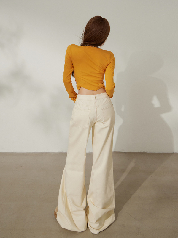 橙绢女装#美式复古低腰宽松喇叭裤秋冬弹力修身显瘦微喇牛仔裤女|undefined