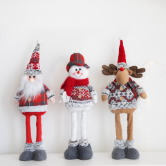 クリスマス伸縮人形かわいいサンタクロース雪だるまヘラジカ人形置物ショーウインドー装飾人形置物