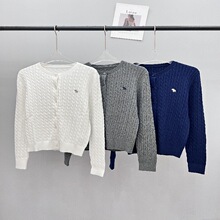 2025早秋新款小鹿刺绣麻花针织开衫百搭休闲长袖外套上衣女高品质