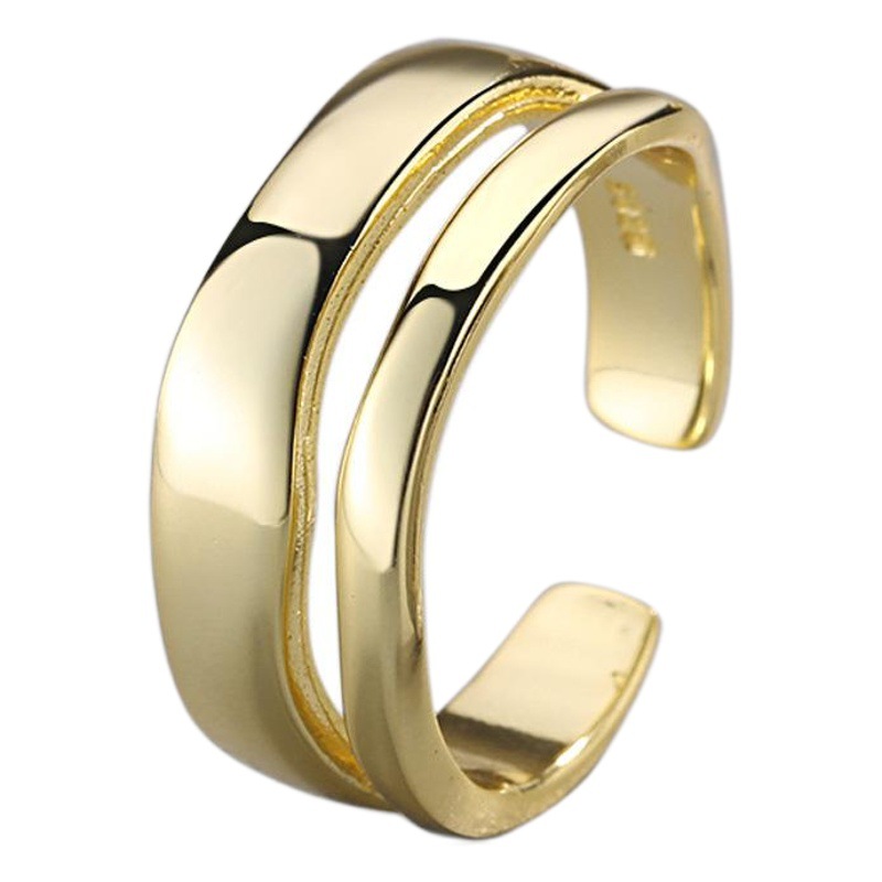 Estilo japonés y coreano personalizado brillante doble capa plateada ins anillo femenino Red simple dedo índice conjunto anillo de la cola joyería