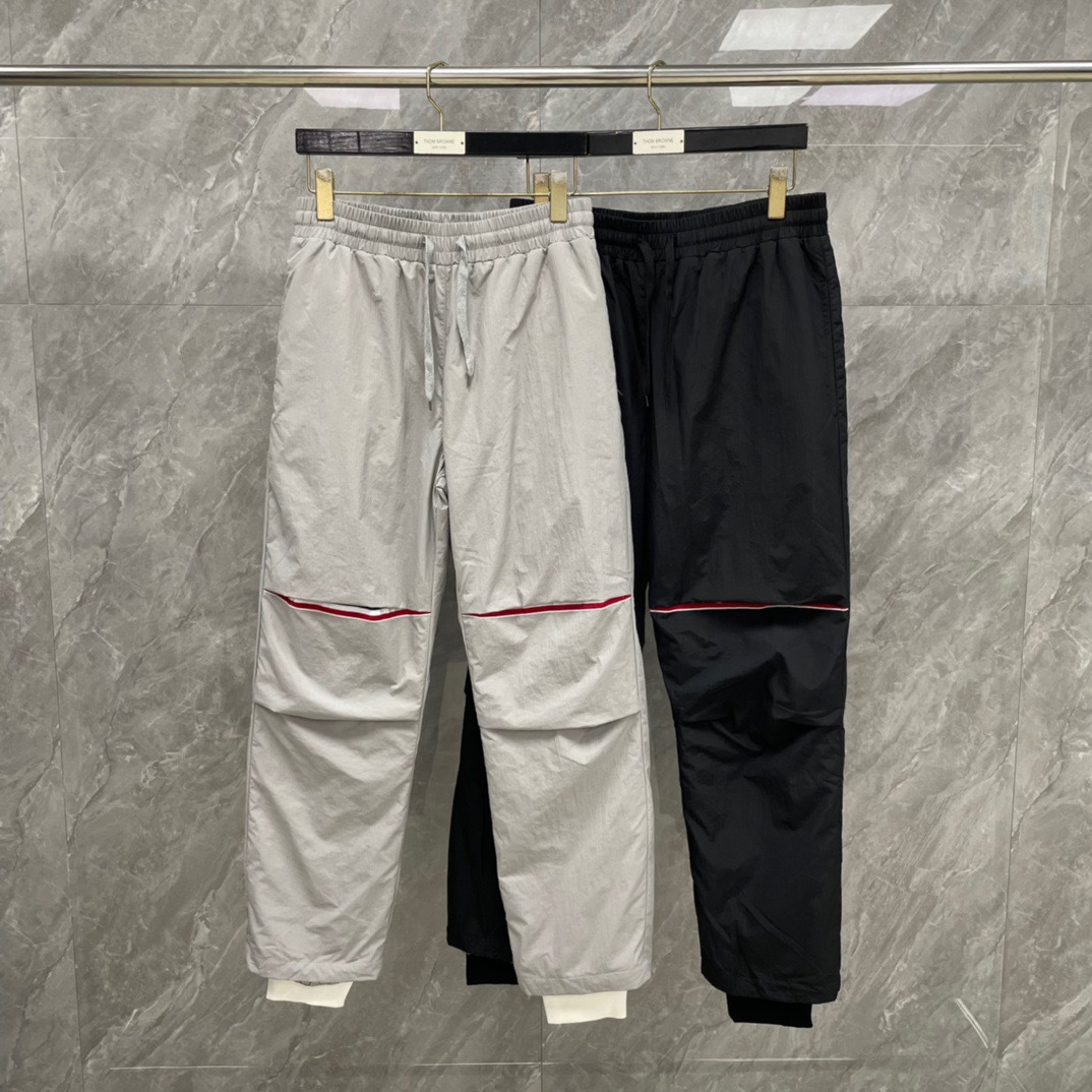 Factory direct sales of TB autumn/winter new red, white and blue striped woven tapered down pants, slim fit, warm, stylish and versatile.