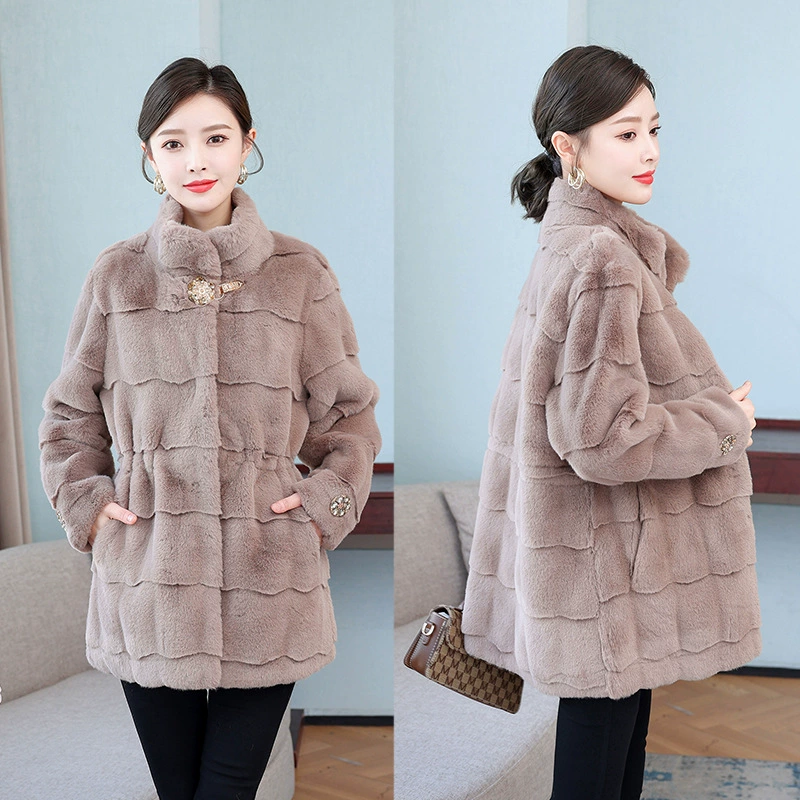 2022 новая зимняя Корейская версия длинной датской норковой шубы, Женская утолщенная меховая Шуба на флисовой подкладке, имитация норки