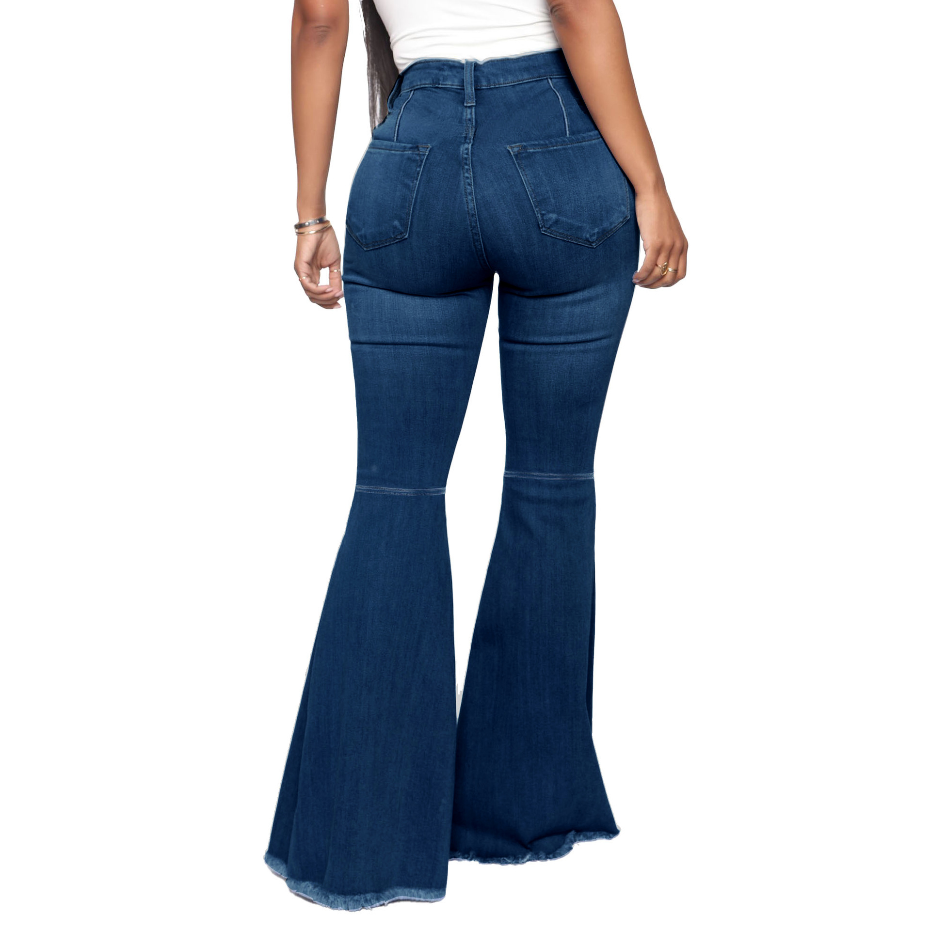 Women's Daily Simple Style Solid Color Full Length Washed Flared Pants Jeans display picture 14