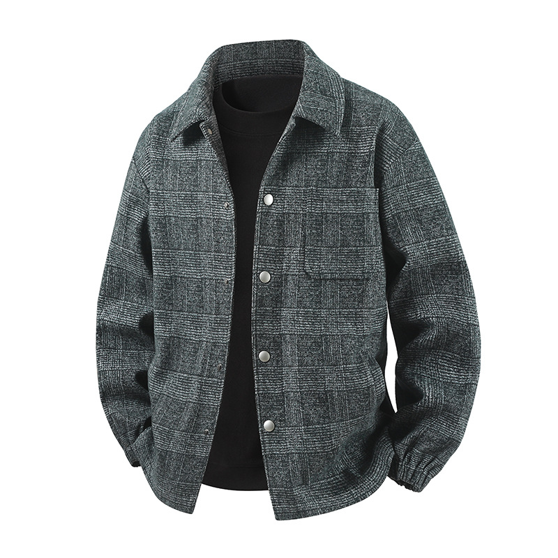 Primavera transfronteriza nueva chaqueta a cuadrícula con solapa hombre otoño al aire libre chaqueta casual de la calle hombre moda tween image 7