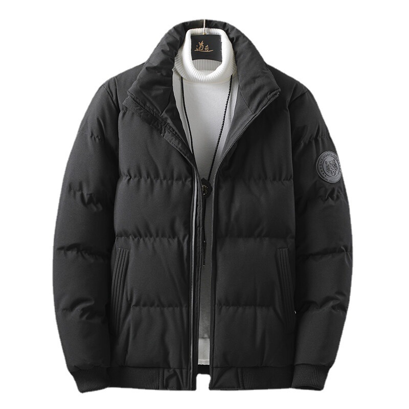 Chaqueta de Algodón con Cuello Alto para Hombre de Poliéster, Engrosado, Térmico para Uso Casual