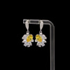 Zirconium, earrings, quality fashionable silver needle, flowered, wholesale