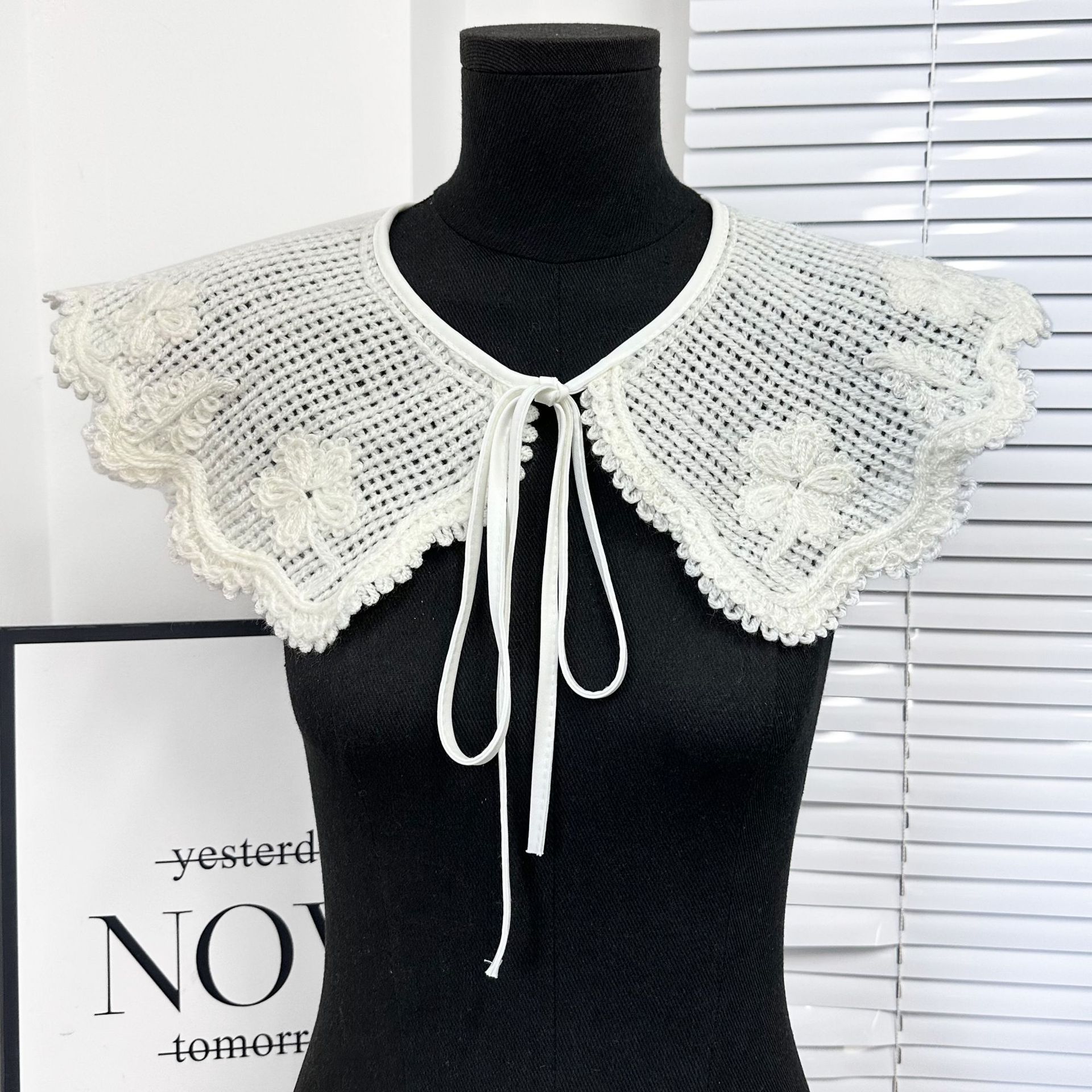 Hangzhou Wuhan al por mayor cuello de lana computadora bordado cuello de lana falso lazo hueco ropa de algodón encaje