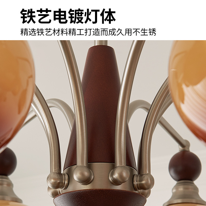 Restaurante de estilo medieval francés sala LED Zhongshan caqui lámparas lámpara de sala de estar lámpara de lámpara principal creativa lámpara de dormitorio