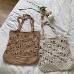 Women's single shoulder plaid straw bag, holiday style women's bag, large capacity shopping bag, practical lightweight travel bag, women's bag