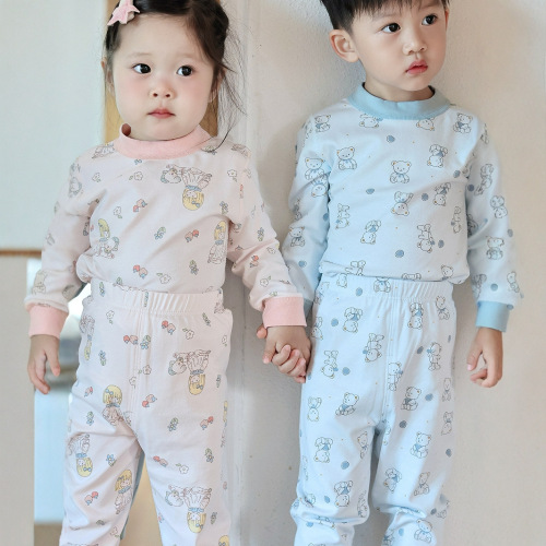 2025 Autumn Collection Baby Autumn Clothing Set Cotton Sleepwear for Infants Boys and Girls Pure Cotton Underwear Set Spring and Autumn