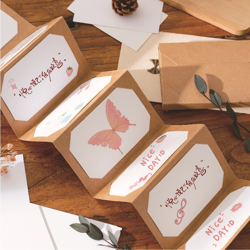 DIY Handmade Accordion Greeting Card Album Pull-Out Greeting Card Material Package for Couples Chinese Valentine's Day Creative Gifts