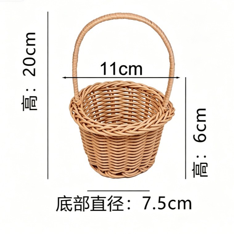 Mini cesta de imitación de ratán, decoración de muebles estilo pastoral, accesorios de fotografía, artículos pequeños, artículos varios, cesta de flores al por mayor.